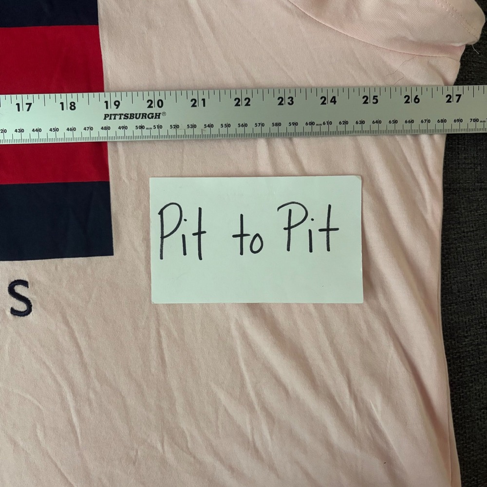NEW Tommy Hilfiger Jeans T-Shirt Pink Large Logo Cotton Size 2X Lightweight 90s - Picture 9 of 10
